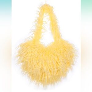 Stylish Faux Fur Yellow Handbag
